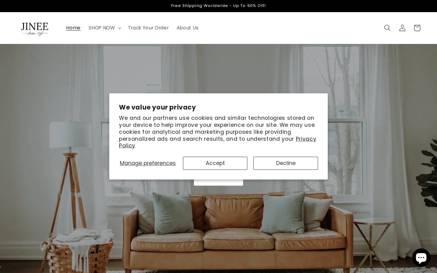 jineestore.com homepage screenshot