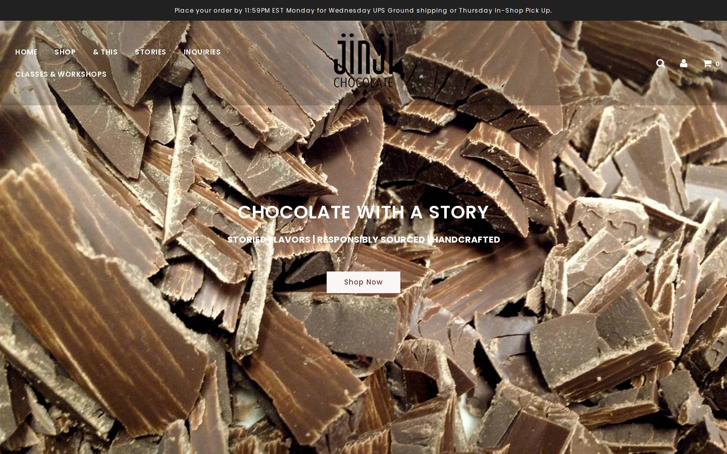 Jinjichocolate homepage screenshot