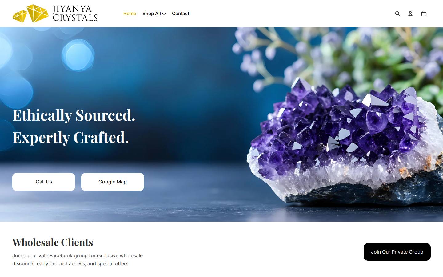 jiyanyacrystals.com homepage screenshot