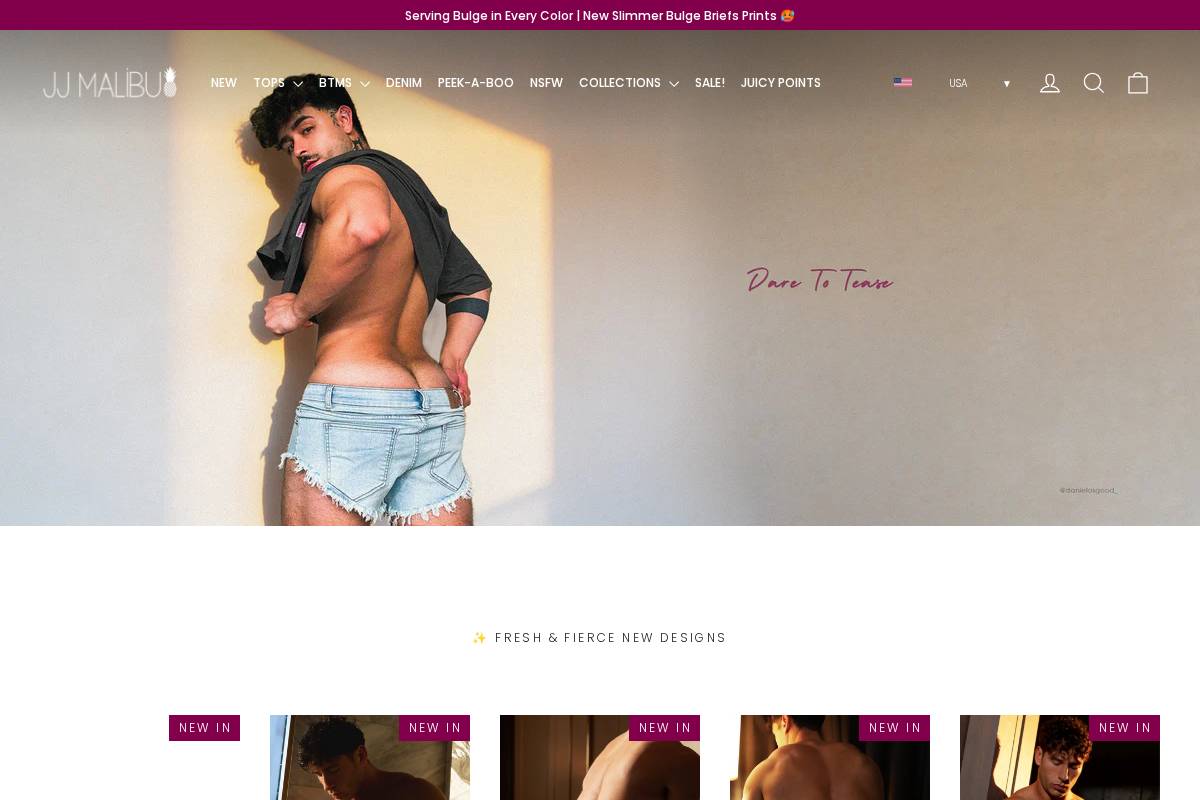 JJ Malibu homepage screenshot