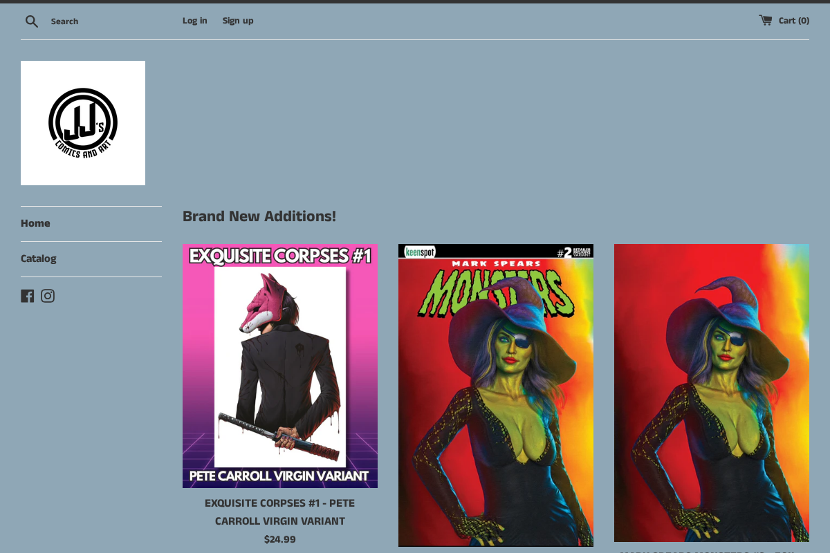 JJ's Comics and Art homepage screenshot