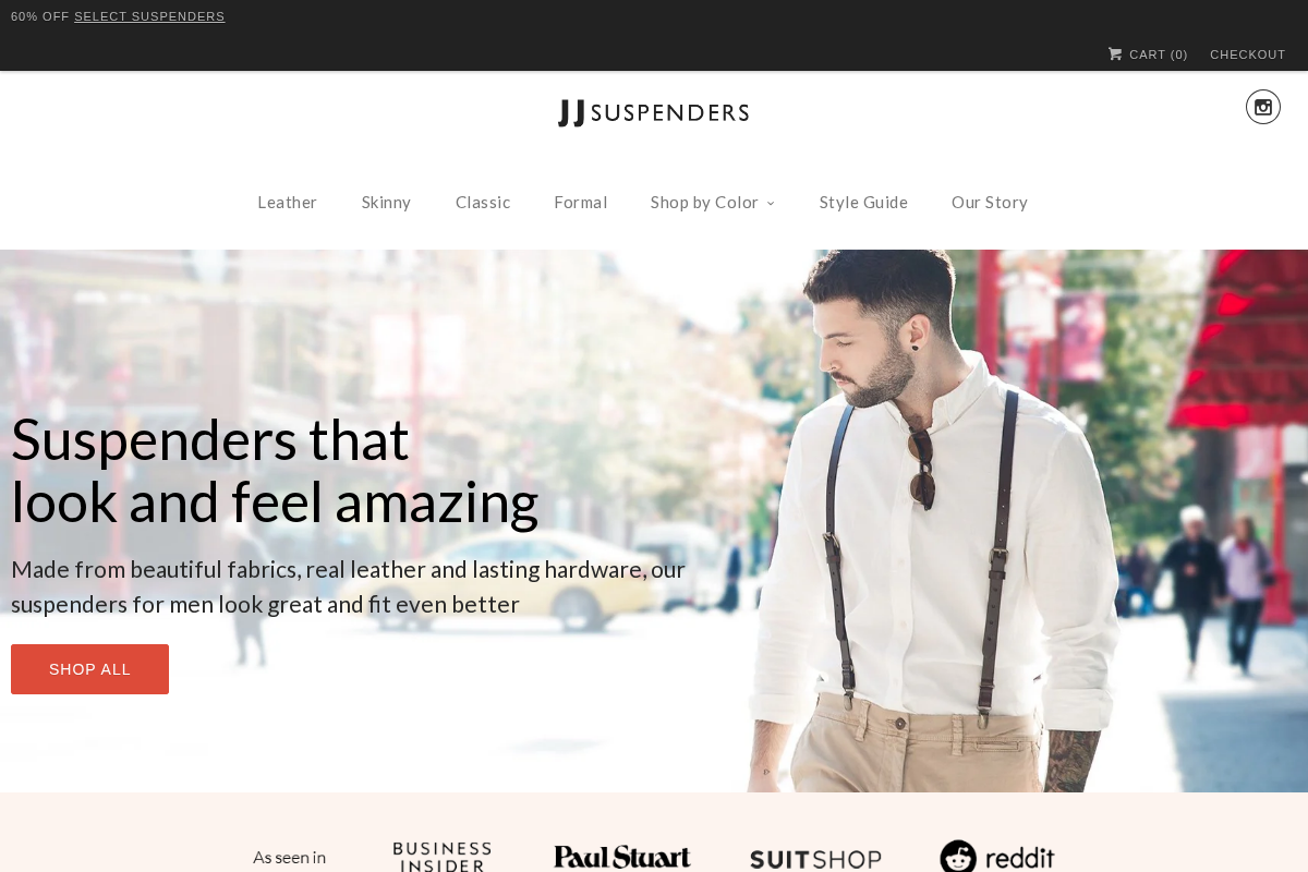 jjsuspenders.com homepage screenshot