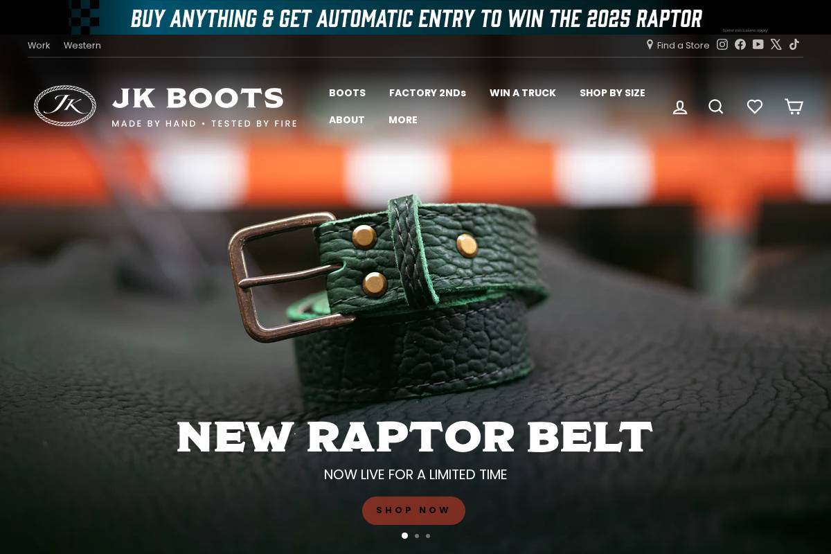 jkboots.com homepage screenshot