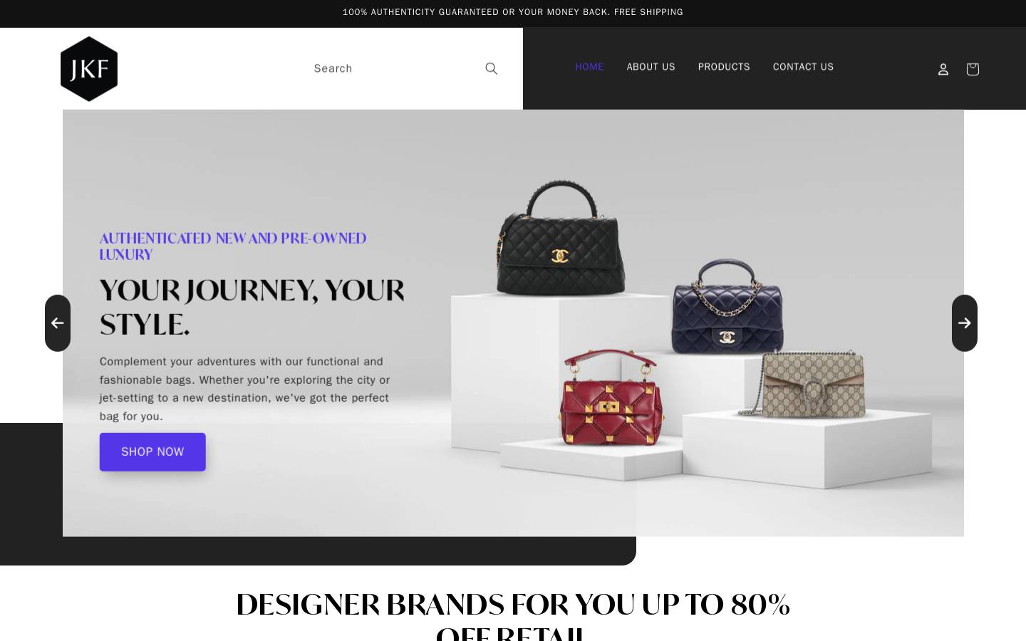 jkfashioncollective.com homepage screenshot