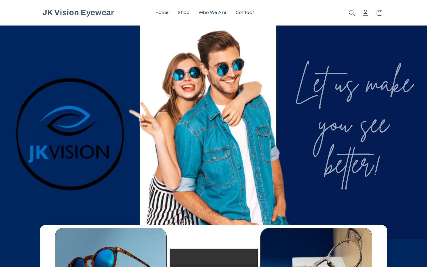 jkvisionoptical.com homepage screenshot