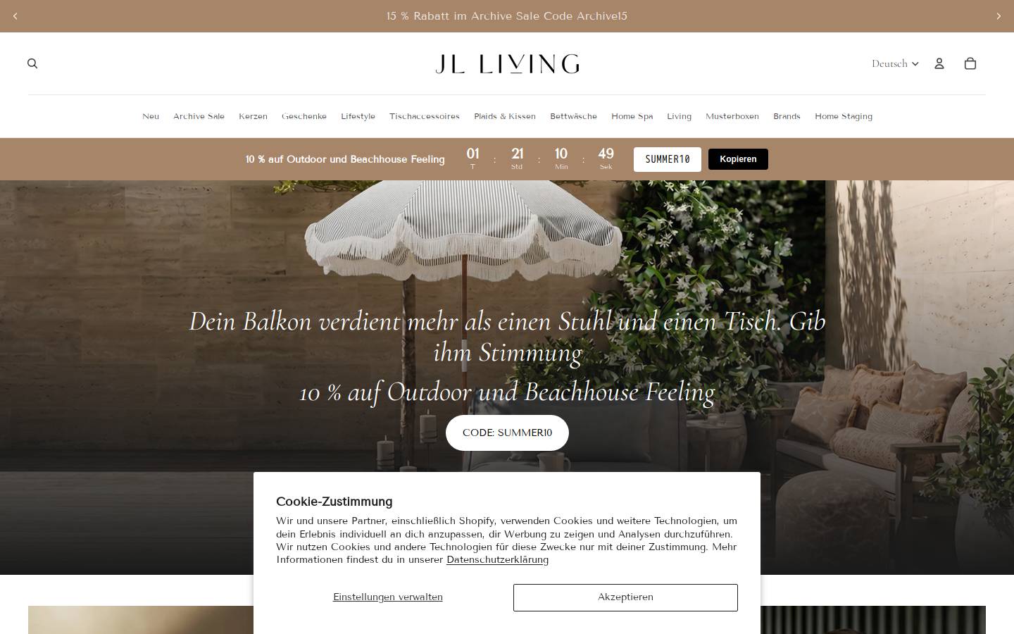 JL Living homepage screenshot