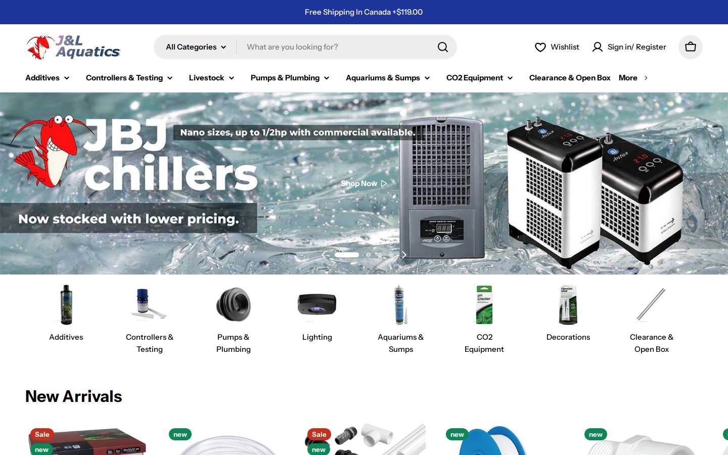 jlaquatics.com homepage screenshot