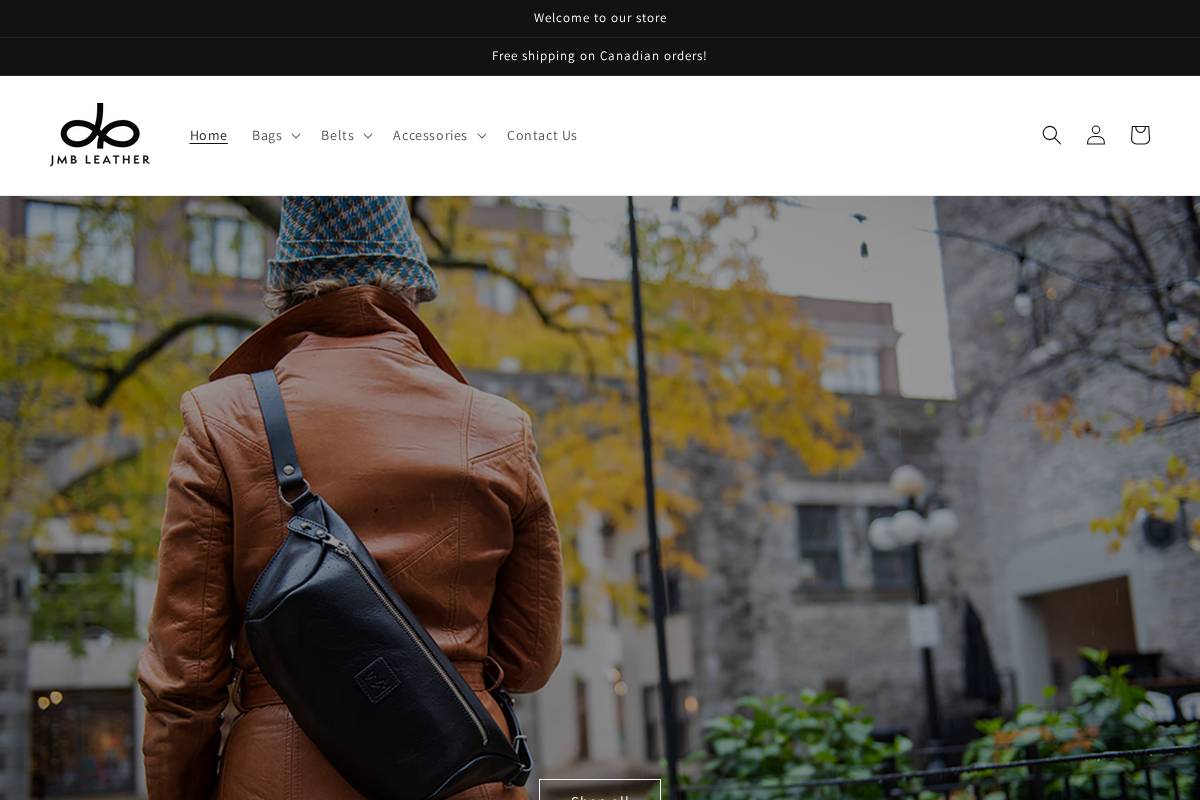 jmbleather.com homepage screenshot