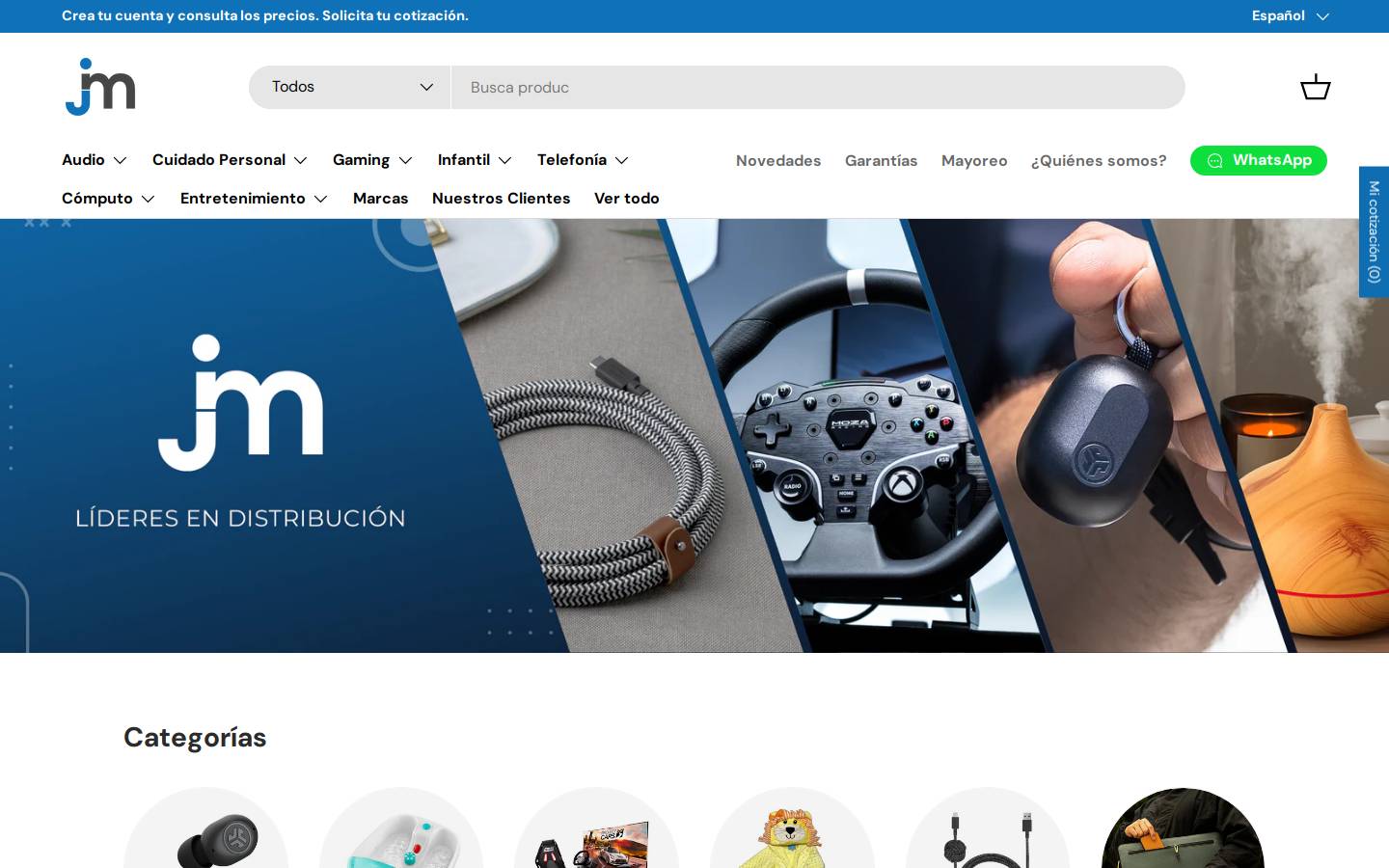 jmdistribuidores.com homepage screenshot