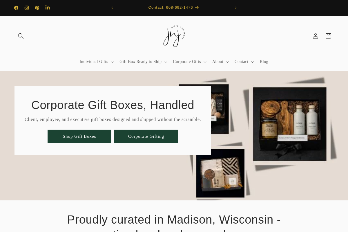 JNJ Gifts and More homepage screenshot