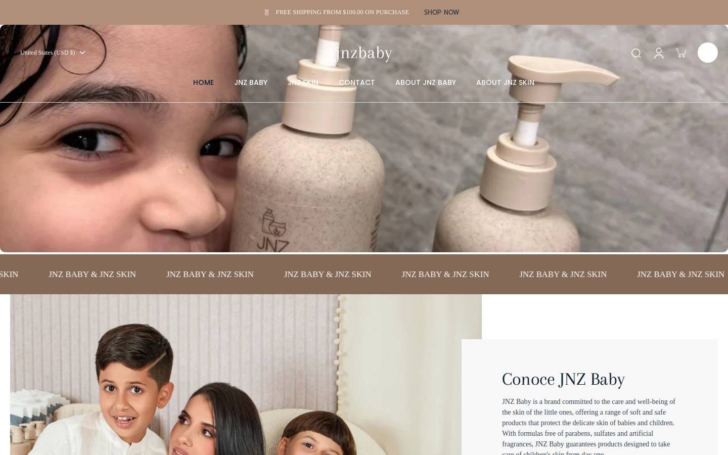 jnzbaby.com homepage screenshot