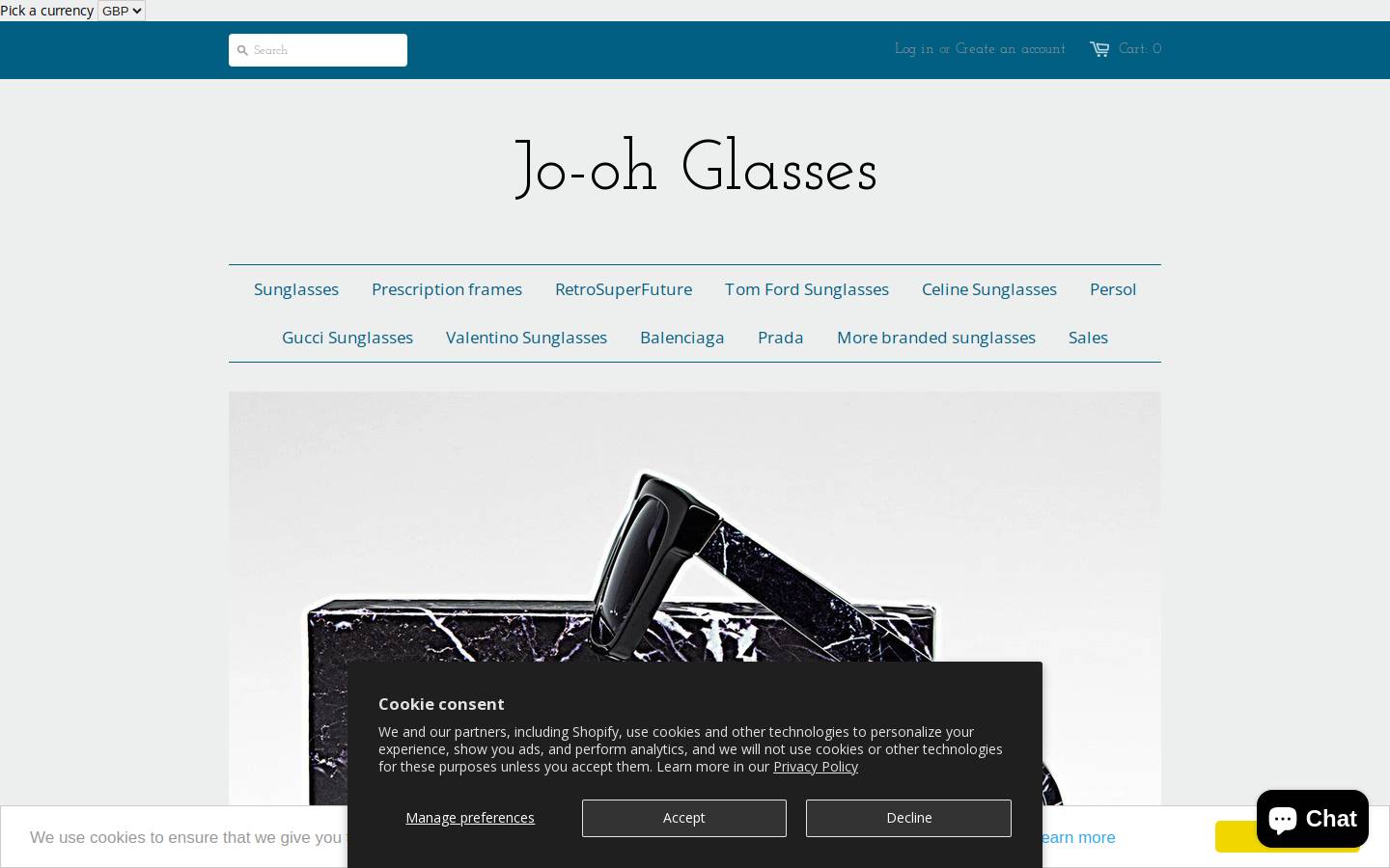 Jo-oh Glasses homepage screenshot