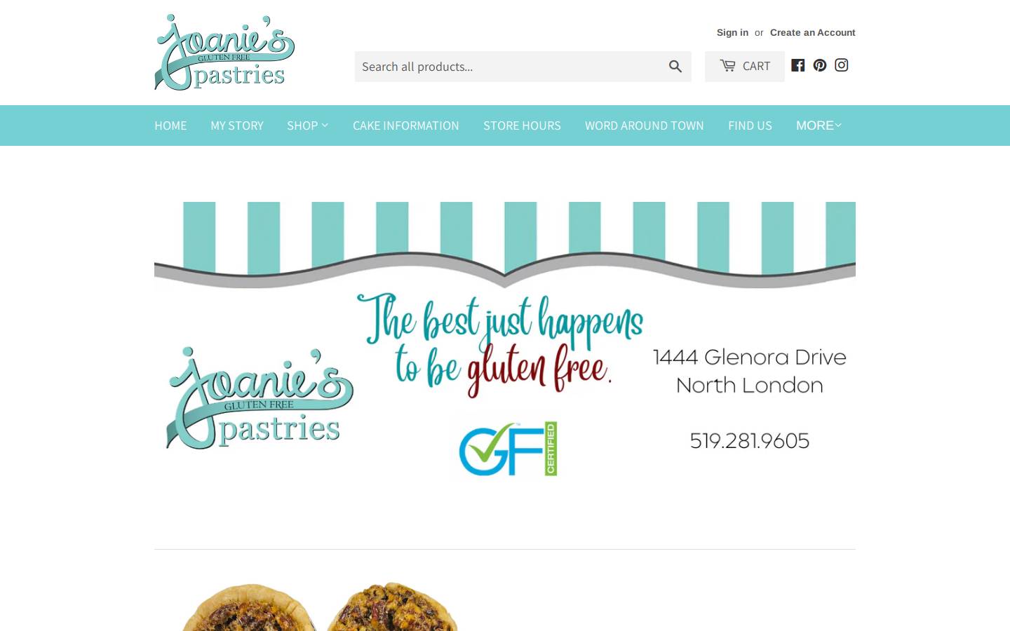 joaniespastries.com homepage screenshot