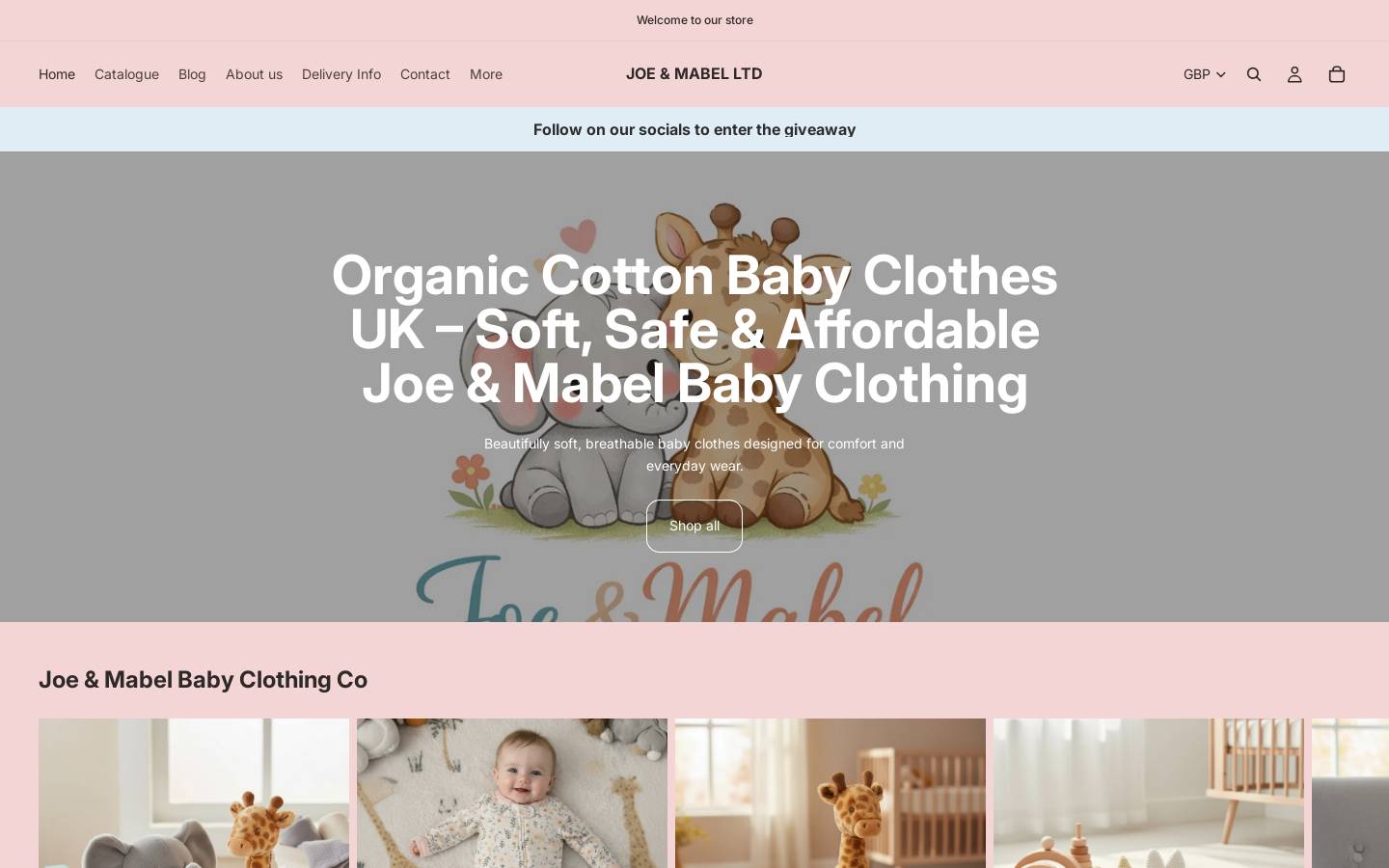 joeandmabel.com homepage screenshot