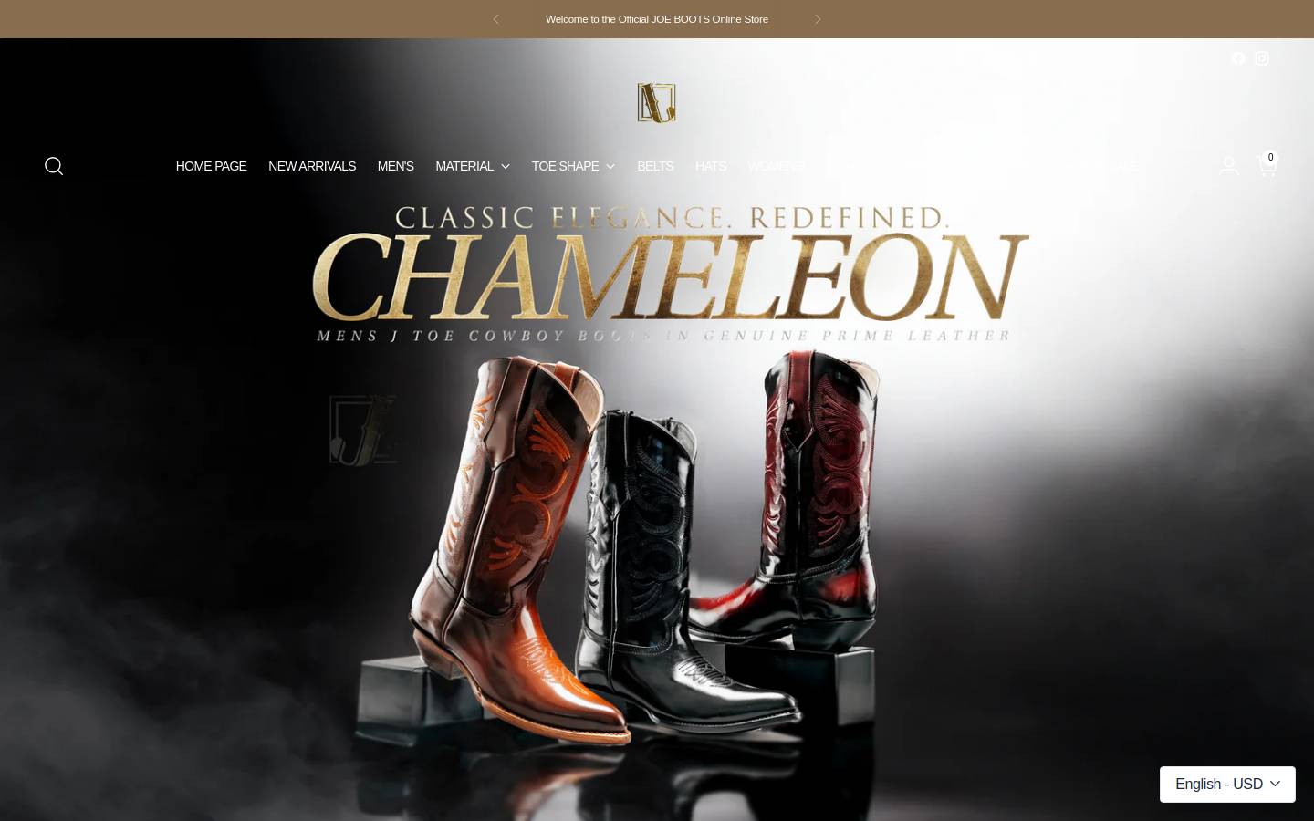 Joeboots homepage screenshot