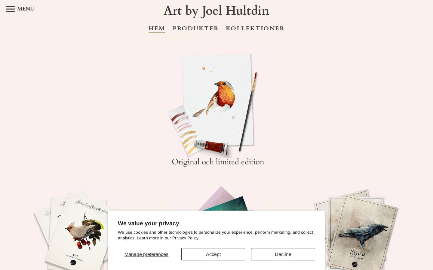 joelhultdin.com homepage screenshot