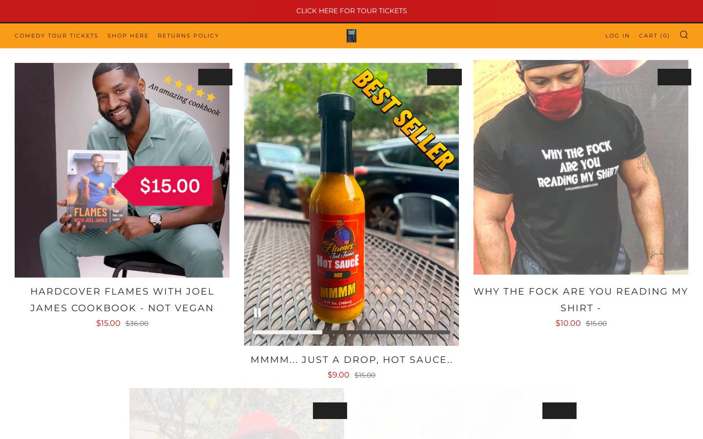 joeljamescomedy.com homepage screenshot