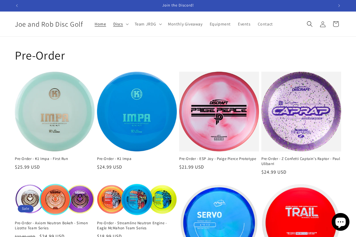 Joe and Rob Disc Golf homepage screenshot