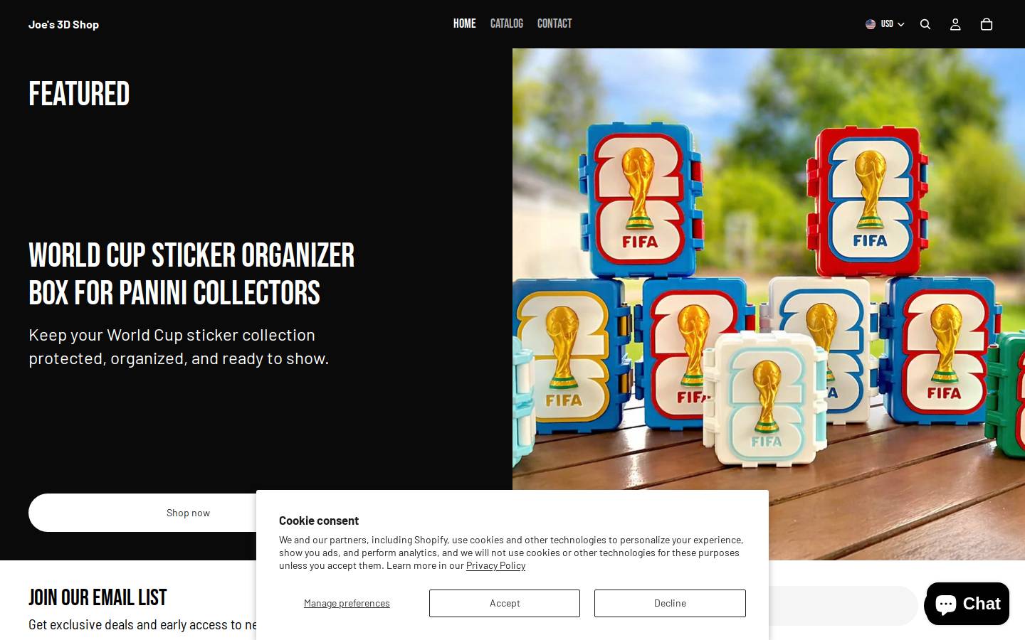 joes3dshop.com homepage screenshot