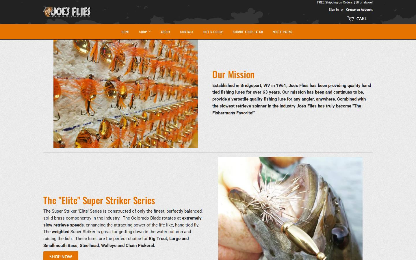 joesflies.com homepage screenshot