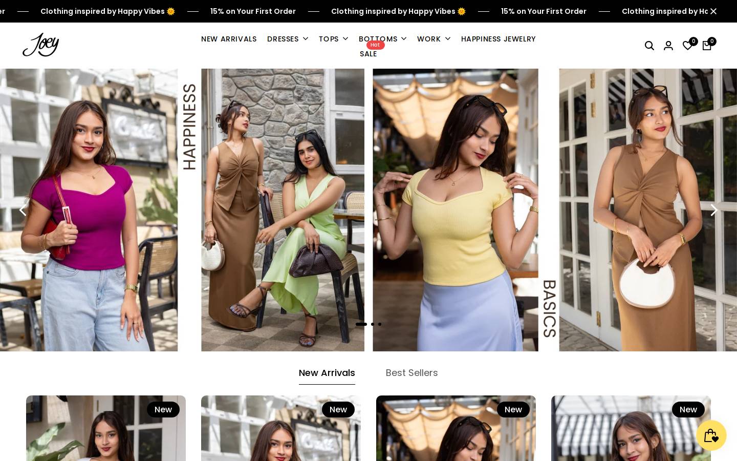 joeyclothing.com homepage screenshot