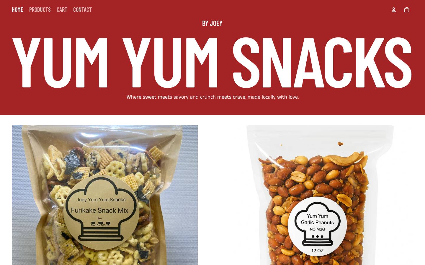 joeyyumyumsnacks.com homepage screenshot