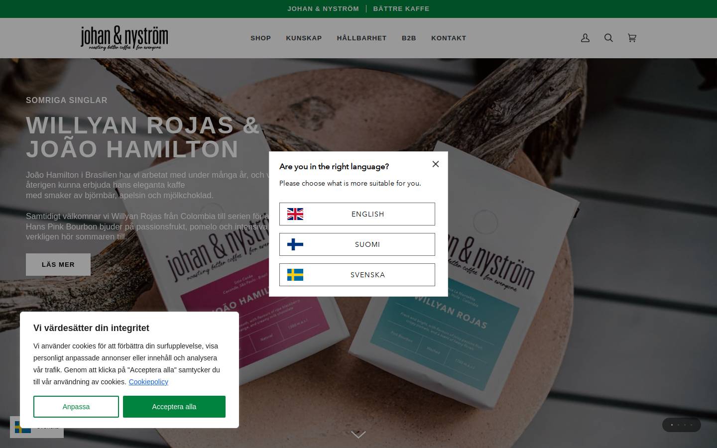 johanochnystrom.se homepage screenshot