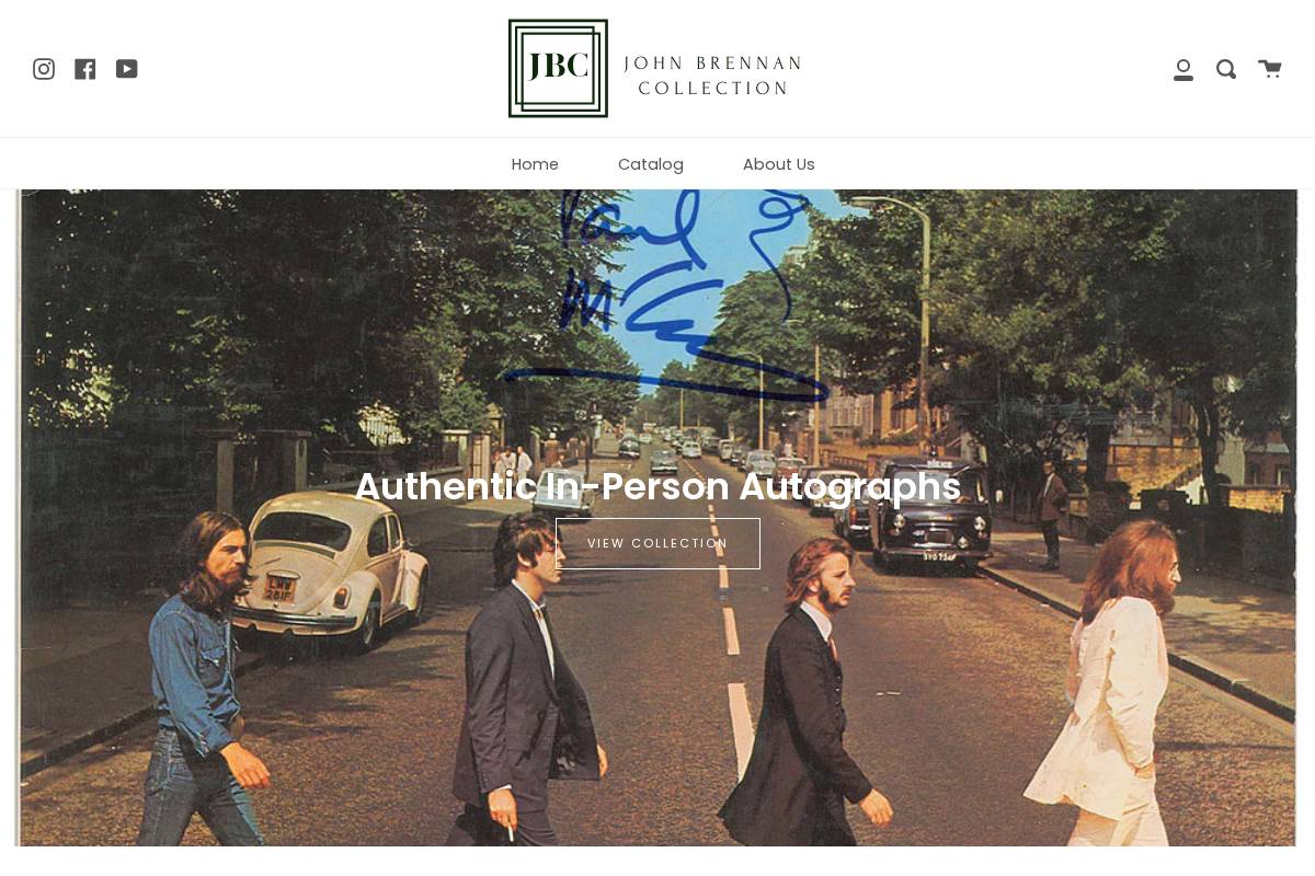 johnbrennanautographcollection.com homepage screenshot