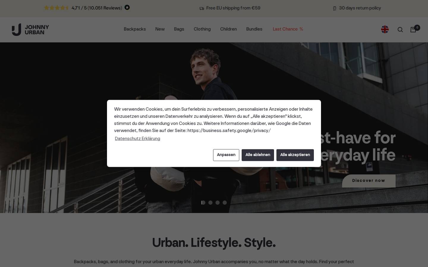 johnny-urban.com homepage screenshot