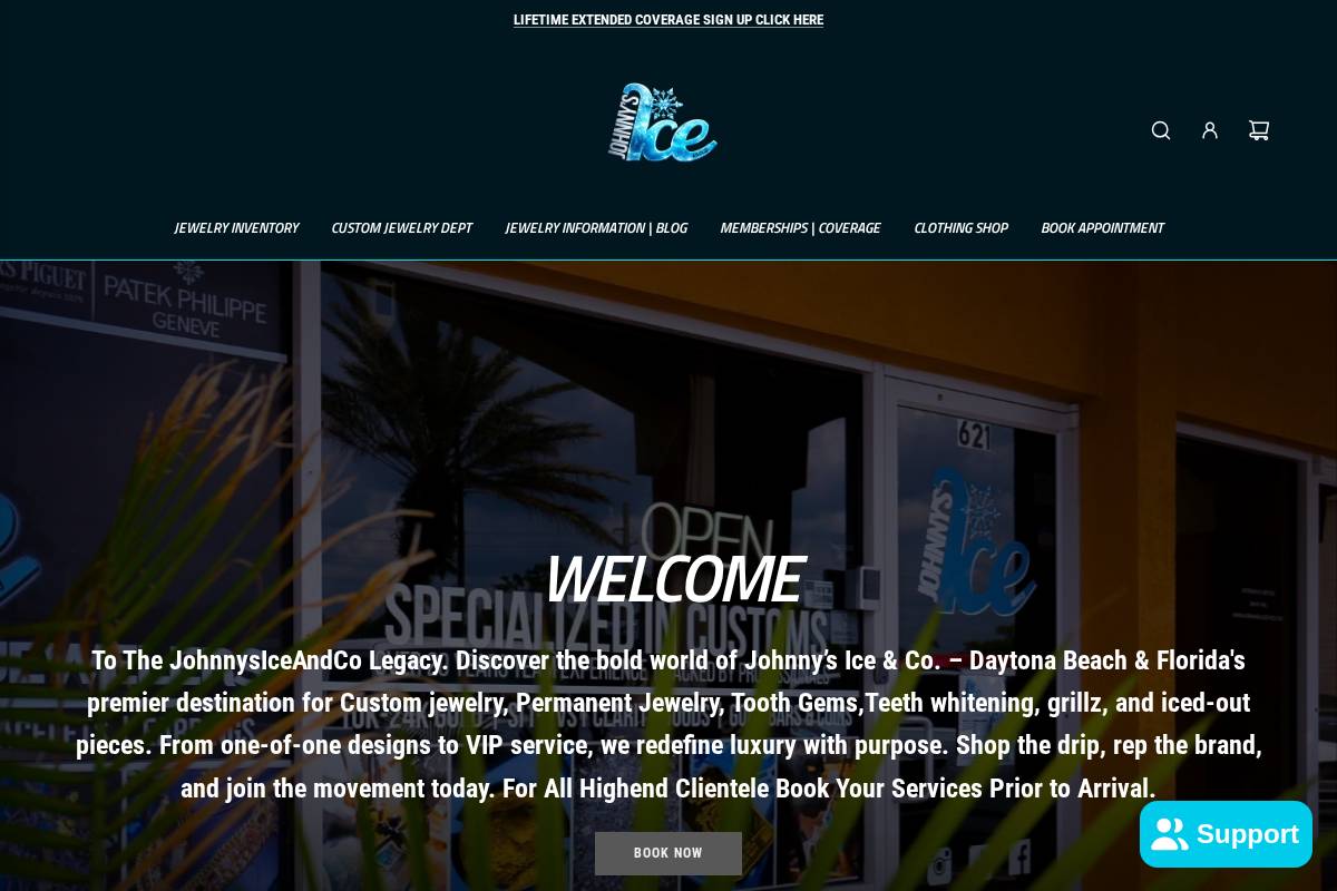 johnnysiceandco.com homepage screenshot
