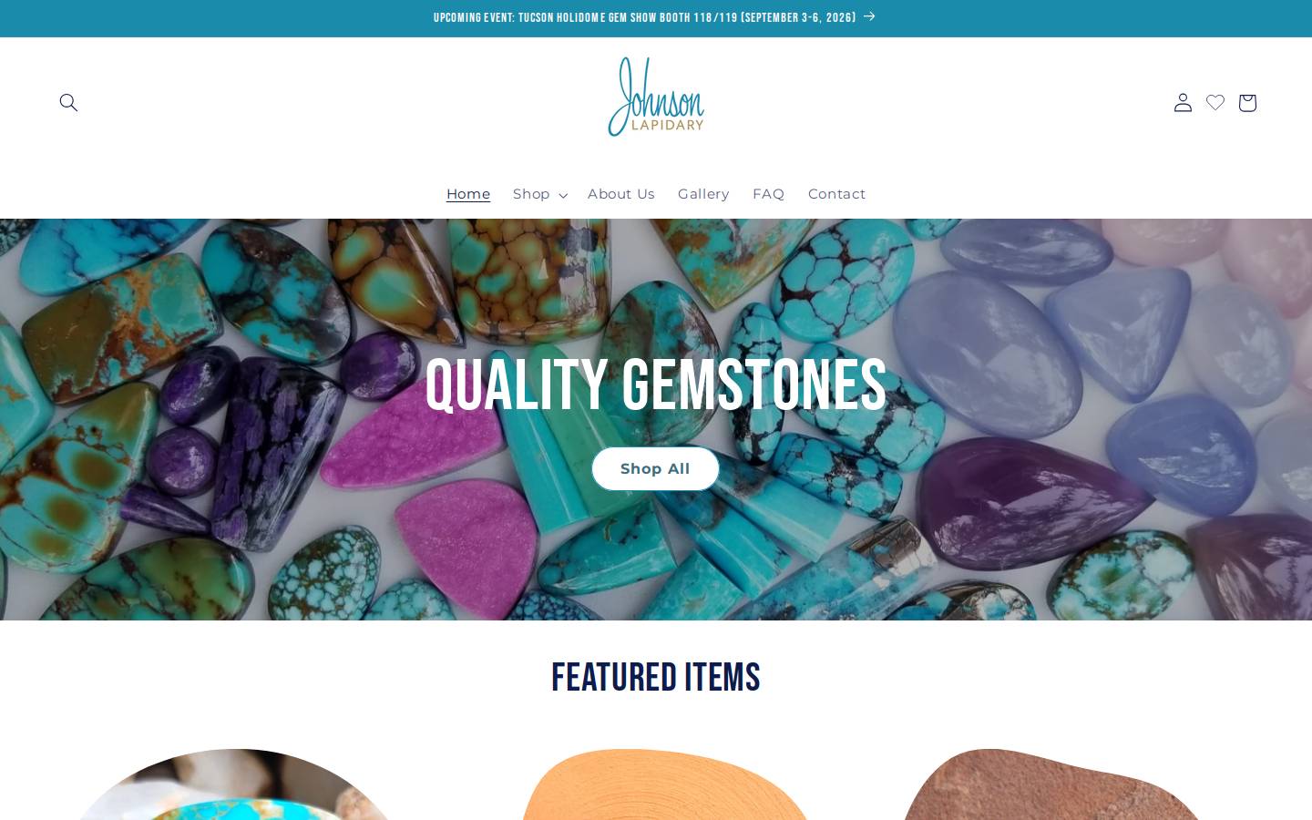 johnsonlapidary.com homepage screenshot