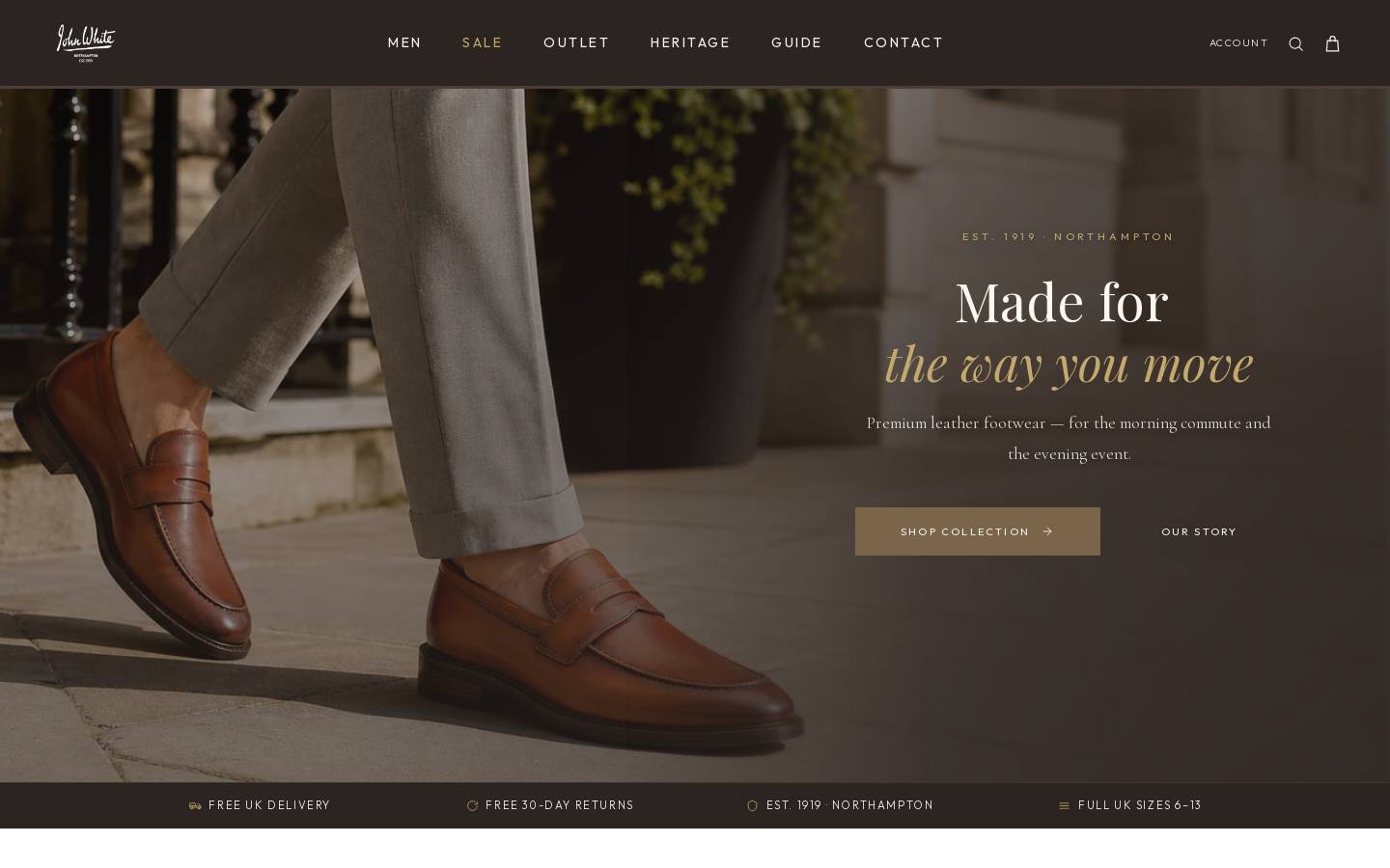 johnwhiteshoes.com homepage screenshot