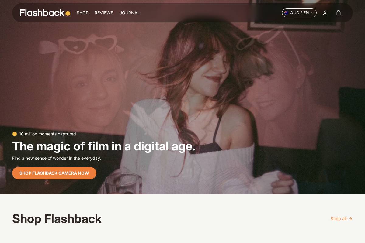 Flashback homepage screenshot