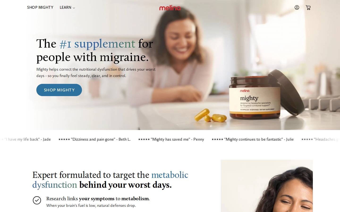 Melina homepage screenshot