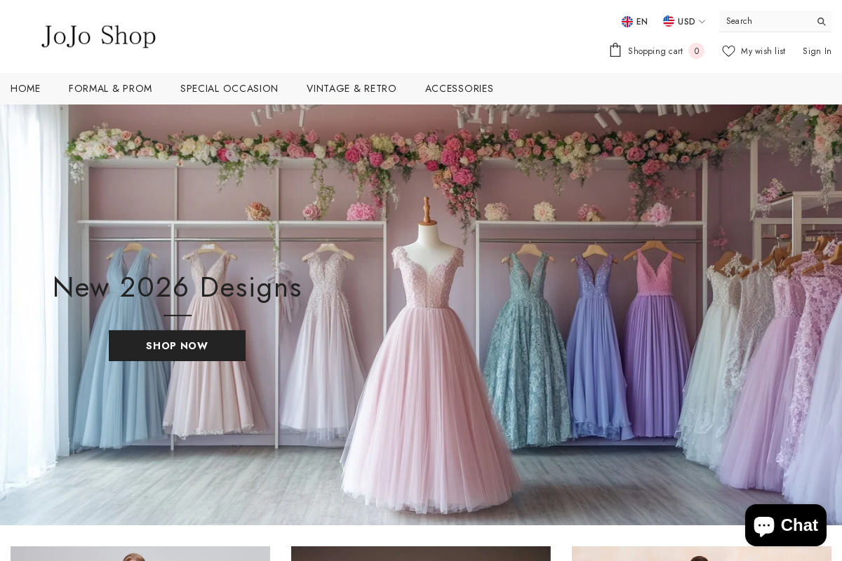 JoJo Shop homepage screenshot