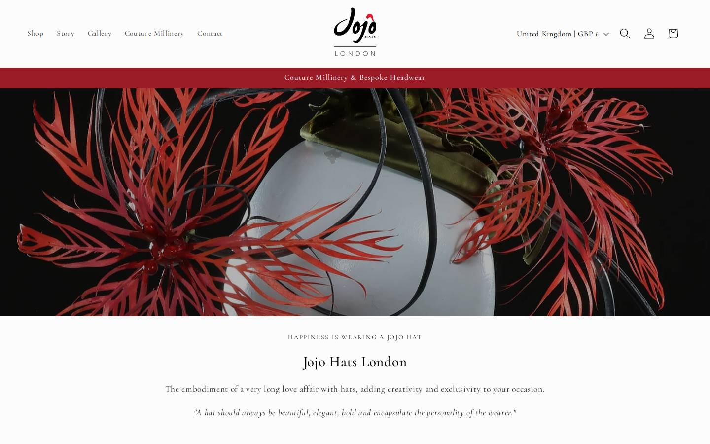 jojohatslondon.com homepage screenshot