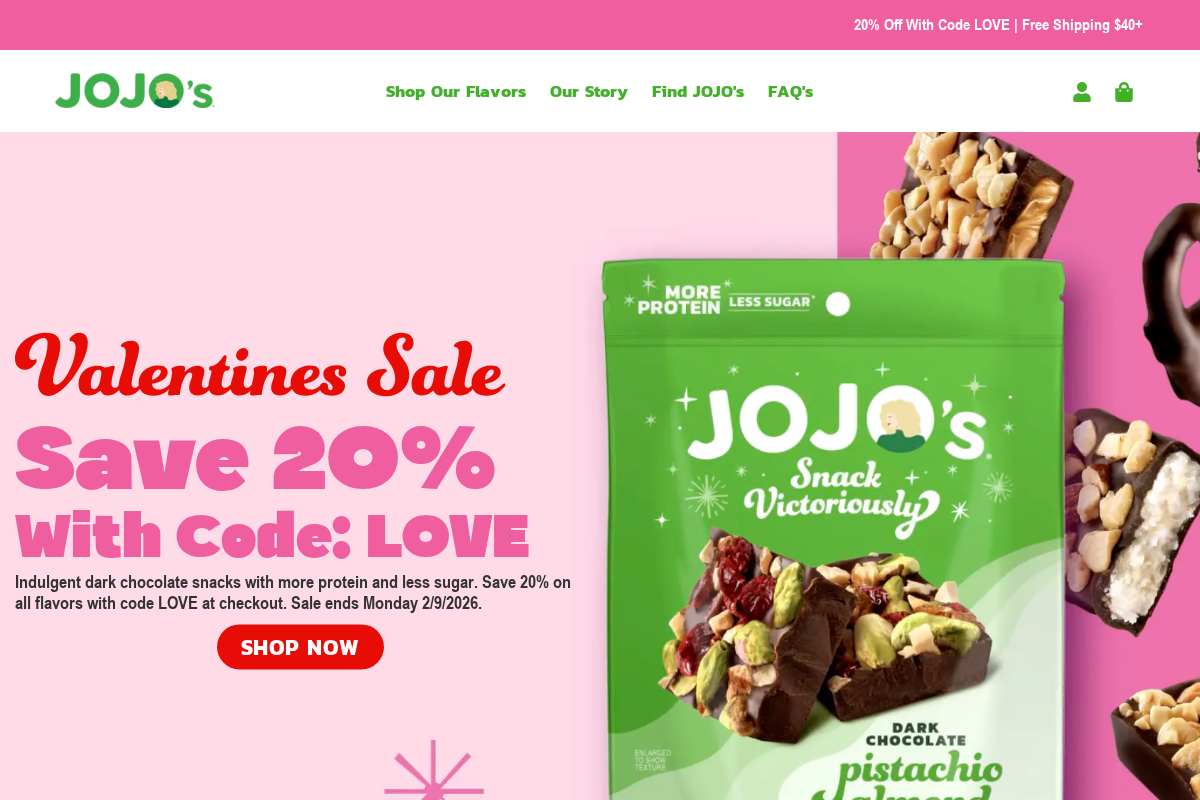 JOJO's Chocolate homepage screenshot