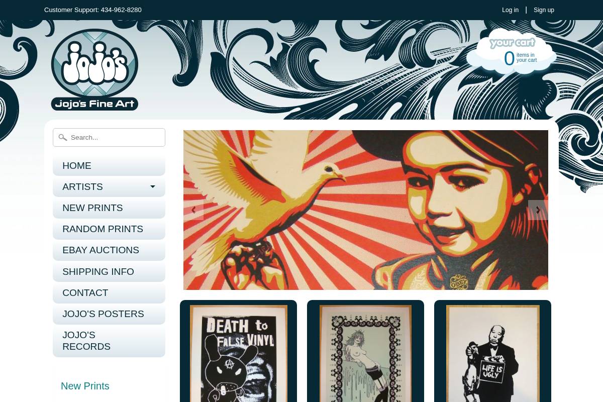 jojosfineart.com homepage screenshot