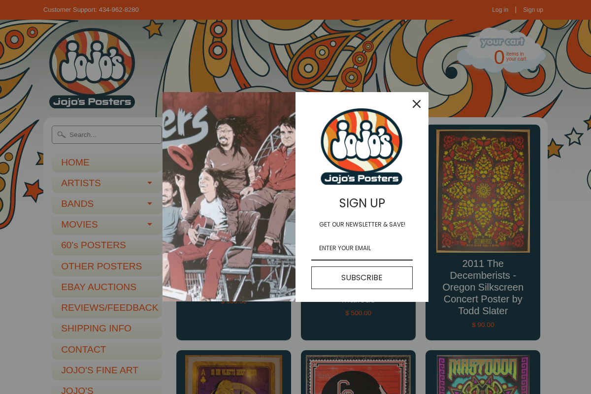 JoJo's Posters homepage screenshot