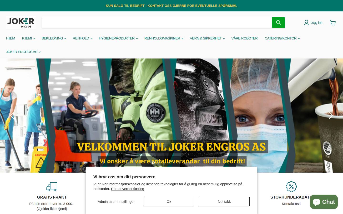 jokerengros.no homepage screenshot