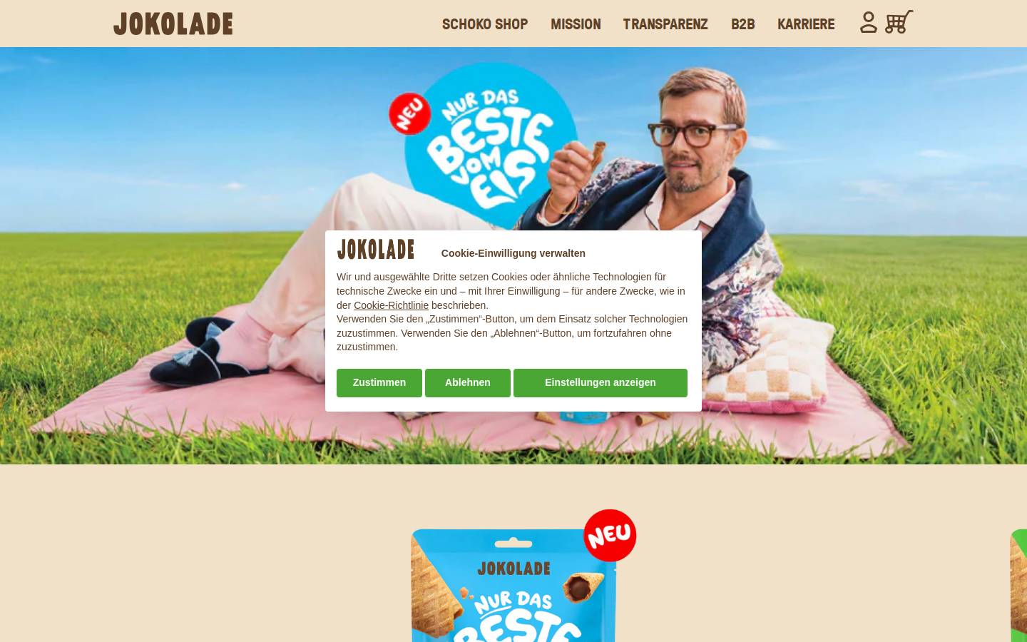 JOKOLADE homepage screenshot