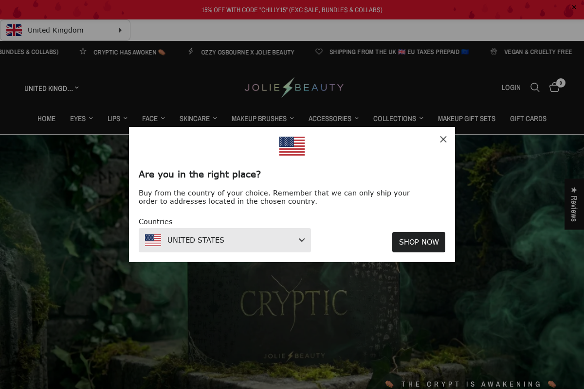 Jolie Beauty homepage screenshot