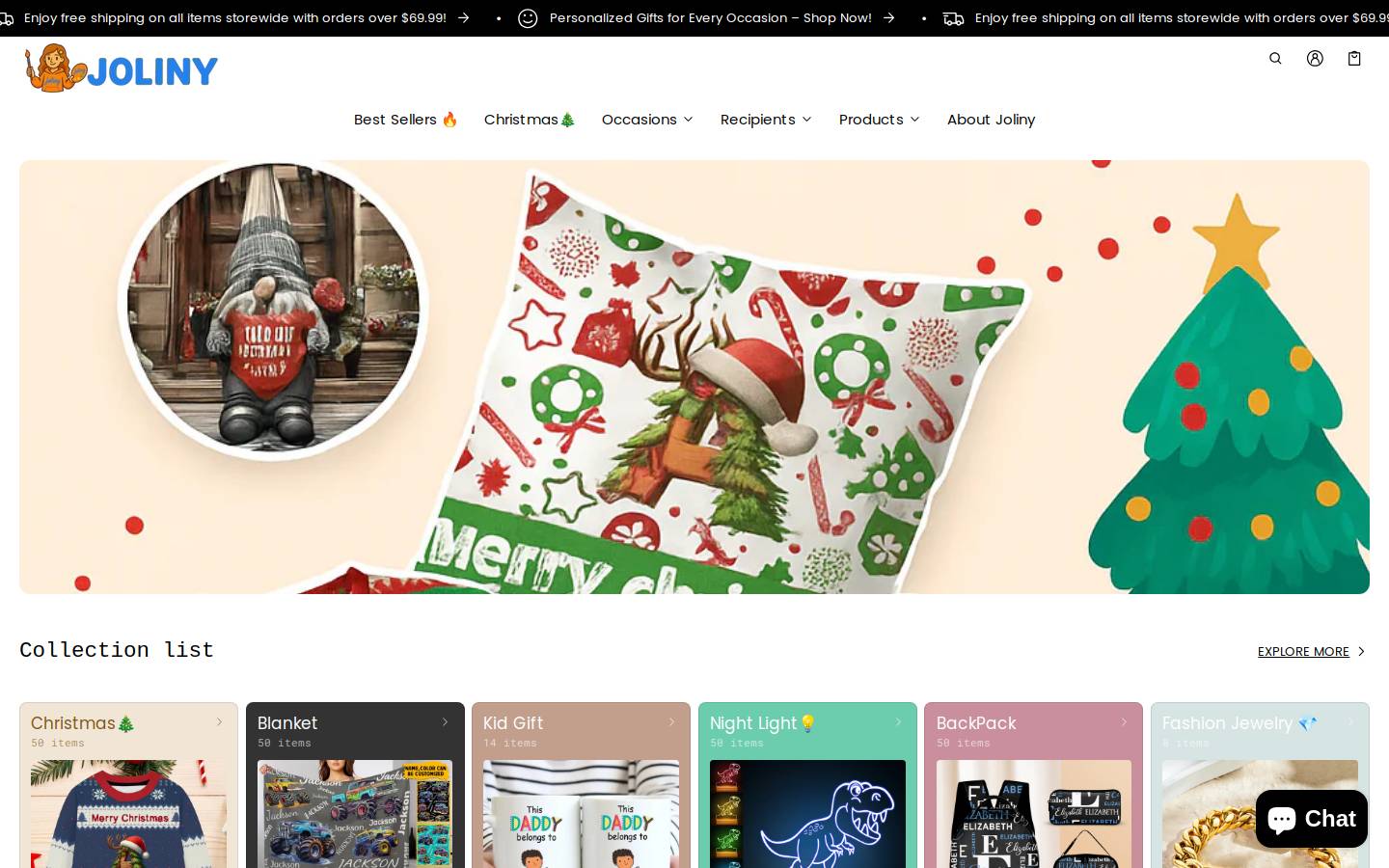 Joliny homepage screenshot
