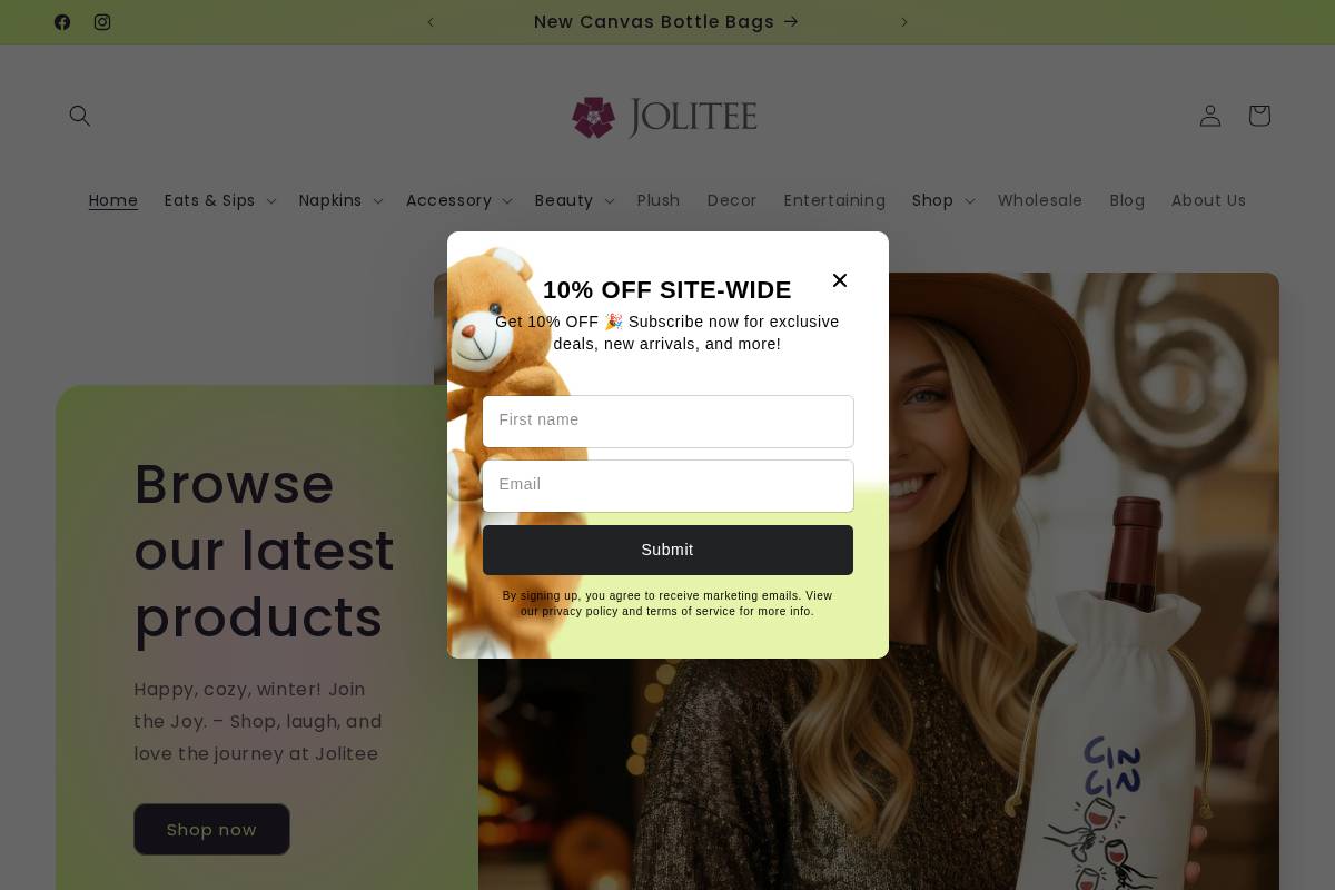 jolitee.com homepage screenshot