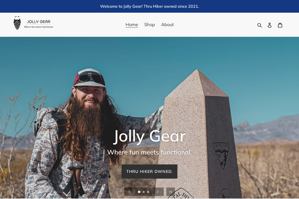 Jolly Gear homepage screenshot