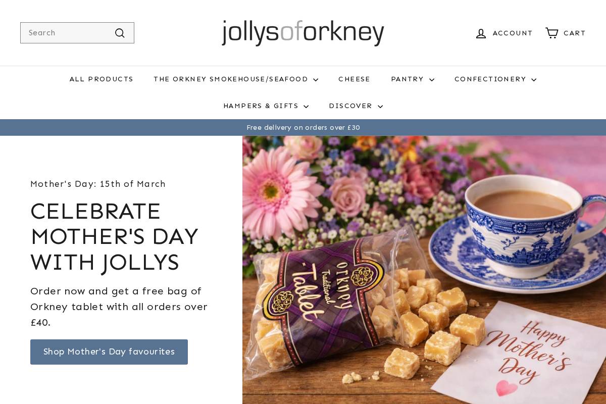 Jollys of Orkney homepage screenshot