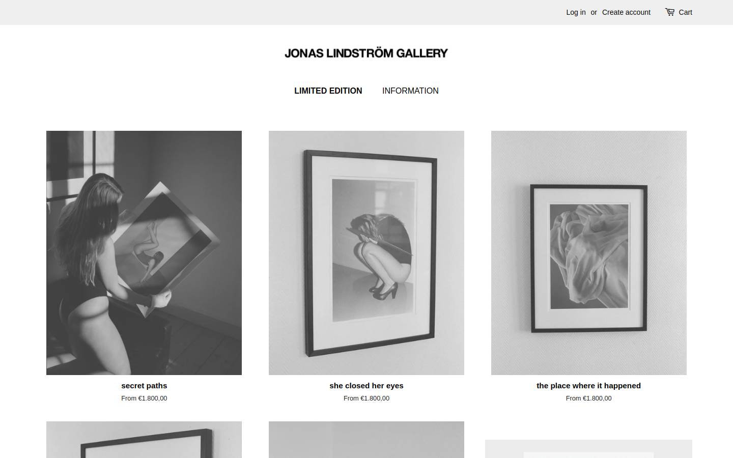 jonaslindstromgallery.se homepage screenshot
