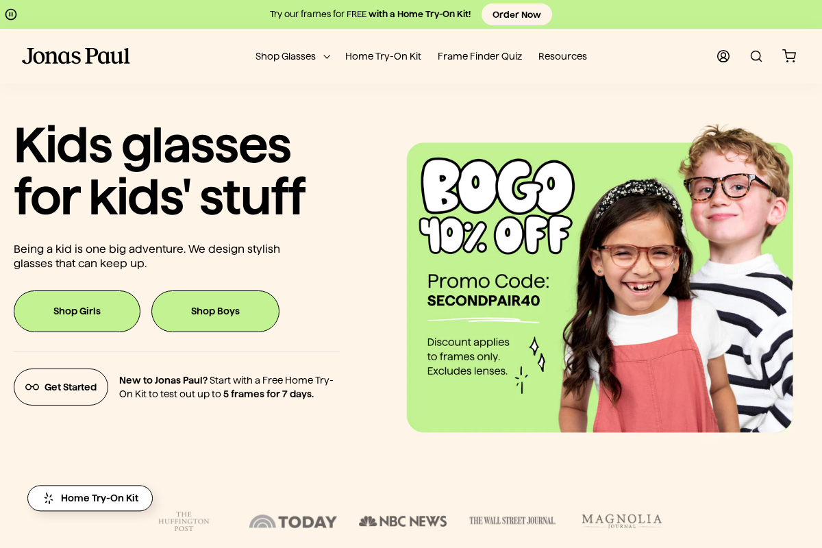 Jonaspauleyewear homepage screenshot