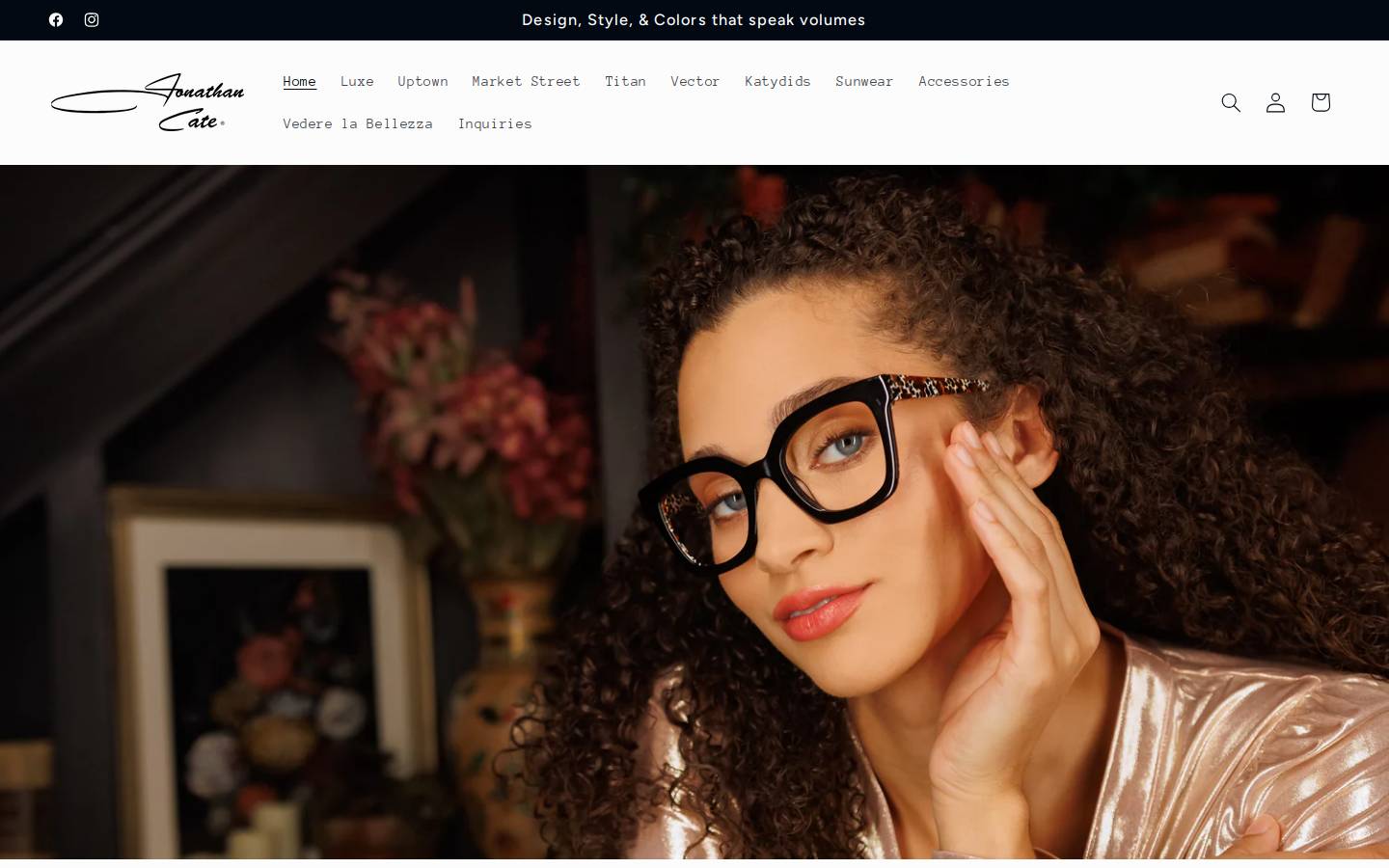 jonathancateeyewear.com homepage screenshot