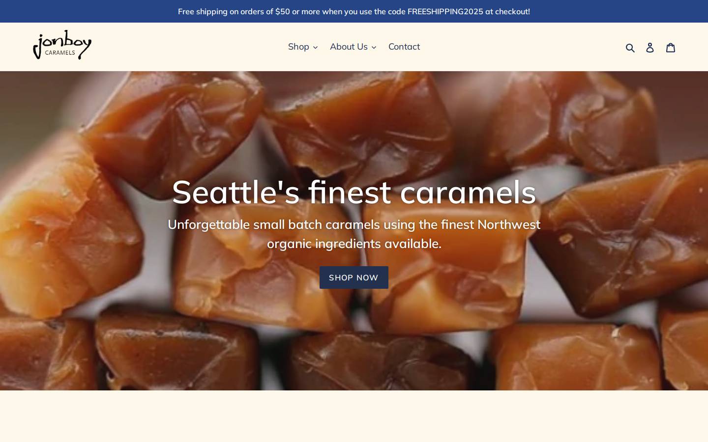 jonboycaramels.com homepage screenshot